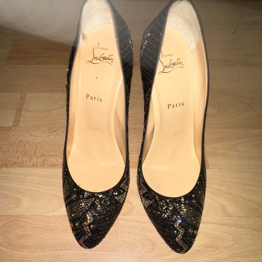 Christian Louboutin Black Sequin Heels